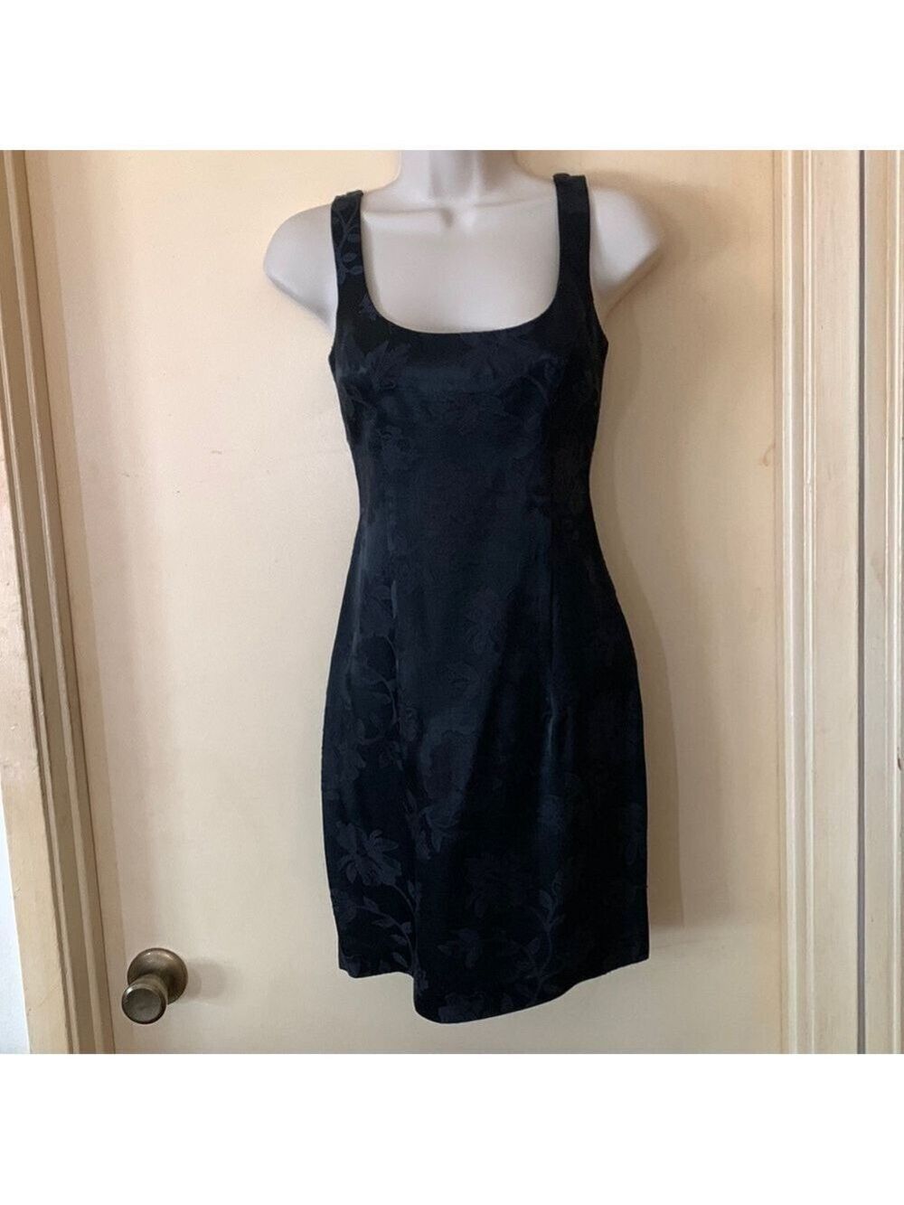 Moda International black brocade sheath dress size 2